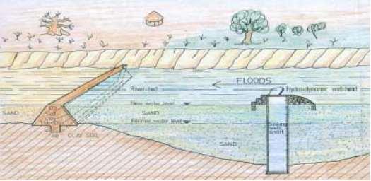 Subsurface dams of soil A subsurface dam will: Block underground flow