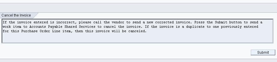 At the Cancel the Invoice action, click Submit.
