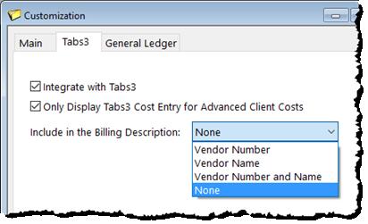 Configuring APS Customization for Tabs3 Integration Integration between APS and Tabs3 is configured in the APS Customization window.