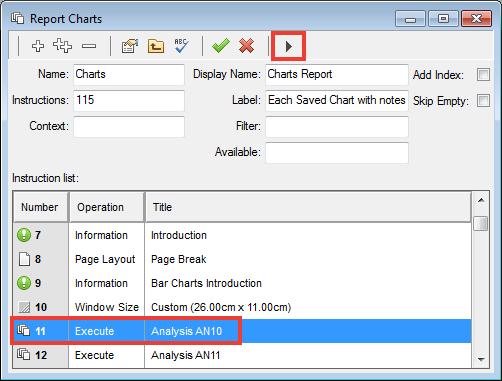 In the example below, there are a number of free text pages (the main introduction and the bar charts introduction) followed by two charts (AN10 and AN11).