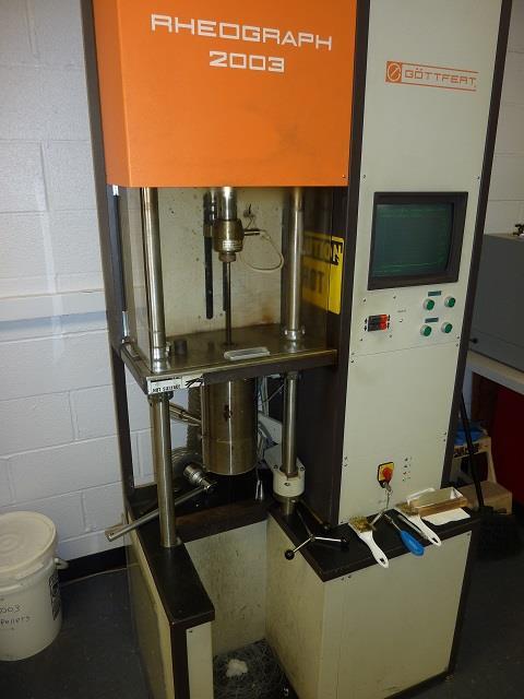 Rheometer measurement of viscosity Capillary rheometer is used Material is