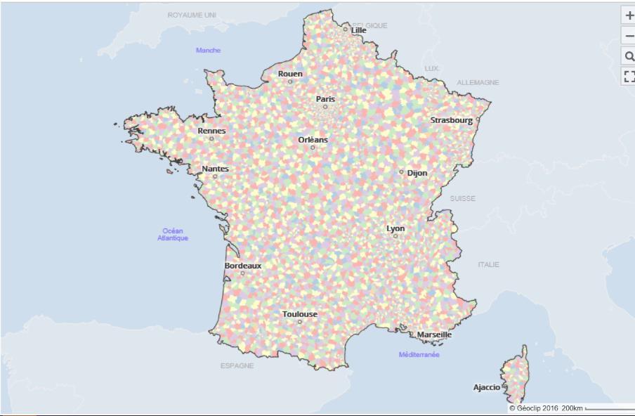 ʘ In-depth approach France metropolitan territory is divided into 6,052 zip codes The average population by zip code is around 10,500 inhabitants Thus zip codes ensure both a very granular approach