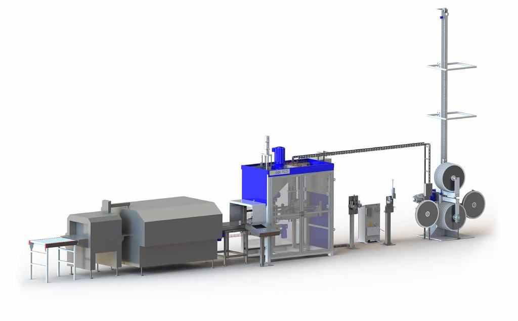 Height/width adjustment is motor driven and set via the recipe menu About the FlexCoiler Options: Fully automatic, in line or off line coiling and palletizing of wire, cable, tubing and other