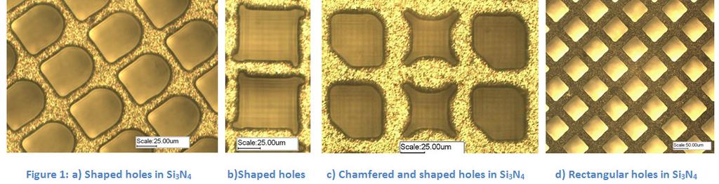Drilling of Silicon Nitride Time per hole: < 1 sec in 200
