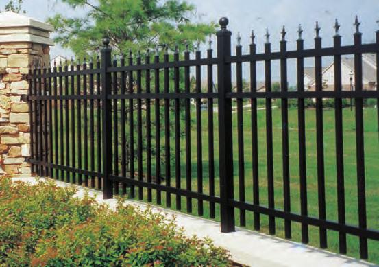 Like all Specrail fencing, the components of this system are constructed of high-strength aluminum alloy, 6105-T5, and this material will not rust.