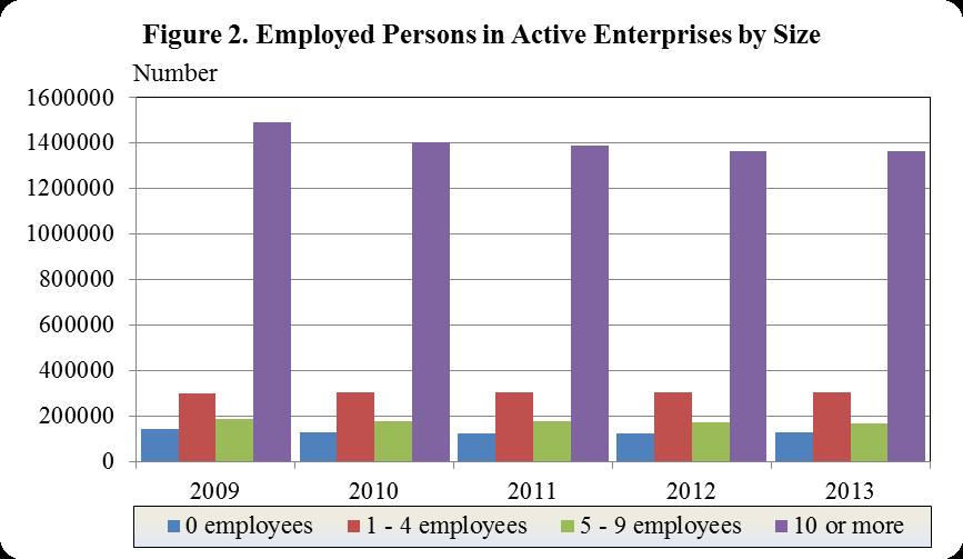 large number of active enterprises in the zero employees group which is 44.6% of the total number of enterprises (Figure 2). Newborn Enterprises Almost 12.