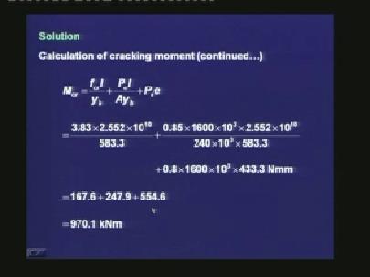 (Refer Slide Time: 49:05) Next, we are calculating the cracking moment. For that, we are first calculating the modulus of rupture: f cr = 0.
