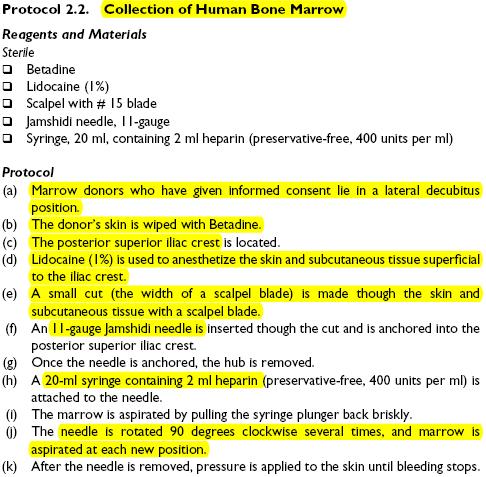 Isolation of Human Marrow-Derived Mesenchymal Stem Cells (HMSCS) Aspiration of Human Bone Marrow: