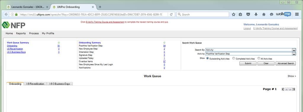 Portal home page by hovering over the Employee Admin tab and