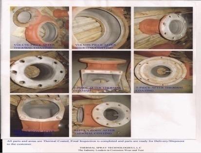 Dewatering pumps and parts, Volute, T-Piece, Reflux Body, Impellers, Shafts, coated with Aluminium and