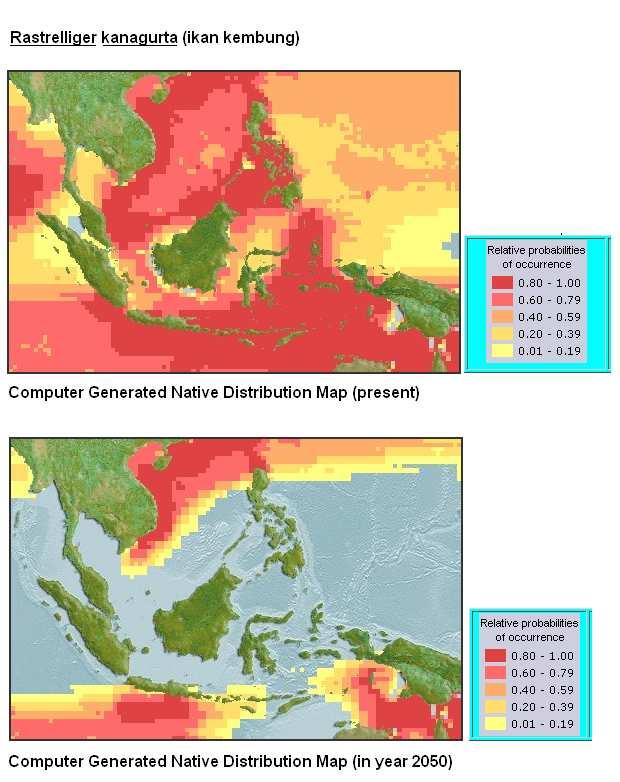 Climate change may alter the species distribution. Source: AquaMaps project (ACB-WFC-FRI); www.aquamaps.
