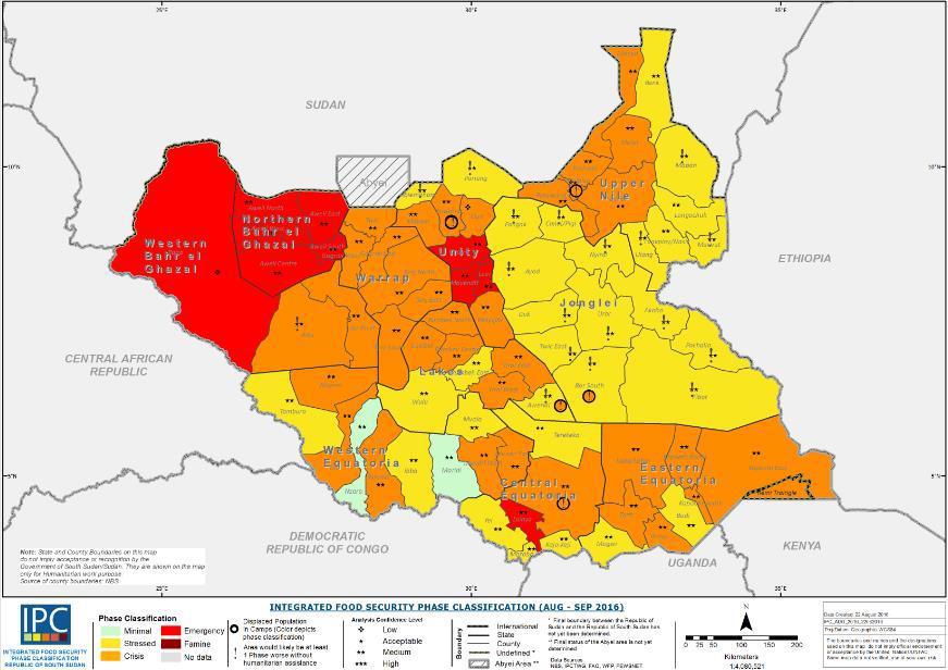 Some counties are classified in Famine or high likelihood/risk of Famine An