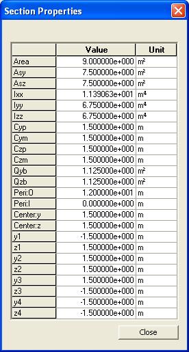 Transformed section properties can be calculated at various locations of a section (1/4, 2/4, 3/4) and the