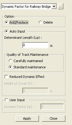 If Auto Input is selected, determinant length along with the quality of track maintenance should be defined. A reduction in dynamic factor due to the cover thickness can also be considered. Step 4.