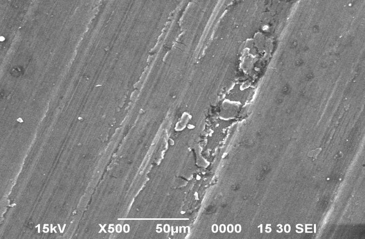 6..Calculation of Wear rate Table arameters of calculating wear rate LOAD SEED DISTANCE 0 000 0 750 0 4 500 Fig 4a) SEM micrographs Al606 0%