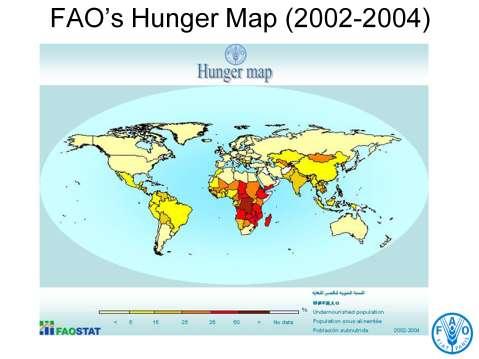 [slide 2] Setting the context, FAO Hunger Map Are we reaching the goal: a world without hunger? The answer is no. On this slide you can see the FAO hunger map that shows the state of world hunger.