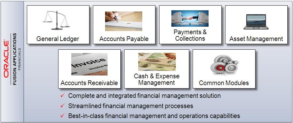 finance functions KEY BENEFITS Gain real-time access to live financial data Oracle Fusion Financials is a complete and integrated financial management solution with automated financial processing,