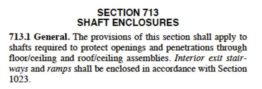 Defining Shaft Wall Requirements Code requirements for shaft enclosures contained in IBC Section 713 IBC 713.