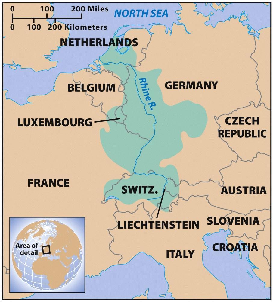 F. Sharing Water Resources Among Countries Rhine River Basin (right) Countries upstream discharged pollutants into river Countries downstream