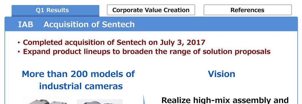 Separately, as covered in a recent press release, we completed the acquisition of Sentech on July 3, 2017.