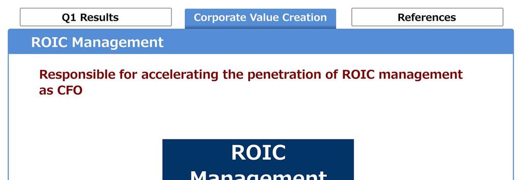 This slide encapsulates ROIC Management, a concept with which I believe you are already familiar.