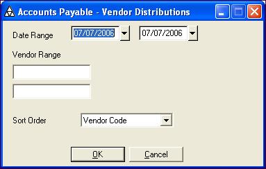 4 Vendor Distribution Reports Lesson 3: Vendor Distribution Reports The vendor distribution report will allow you to create a report that shows where the distributions went for all invoices in the