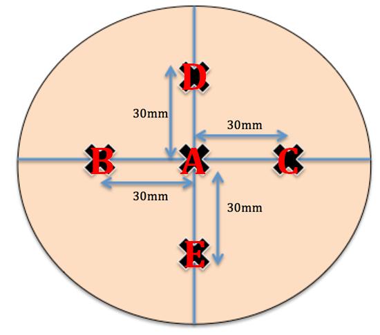Figure 4.1 Plan location of the cone penetration tests in the samples Tables A1 and A2, and Figure 4.2(a) and 4.