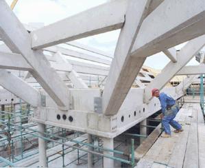 Precast concrete was used to ensure a high-quality surface finish for the exposed superstructure.