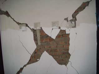 The through horizontal crack along mortar joint enlarges the damage and results in collapse of pre-cast hollow slab.