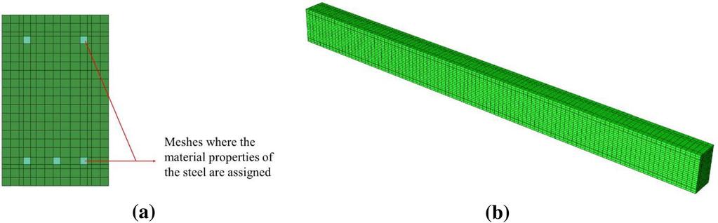 Page 6 of 1 Fig. 7 FE model. a Cross sectional view and b 3D view. 6 Temperature (ºC) 5 4 3 2 CON1 CON2 CON3 CON4 CON5 CON6 1 Fig. 8 Reduction rate of material strength with temperature.