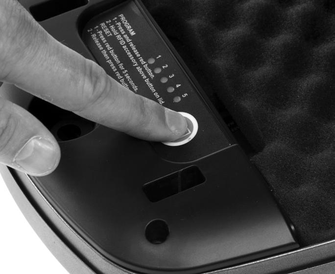 If the RFID tag does not program into the safe, the program function will time out after ten seconds and the safe will return to normal operation.
