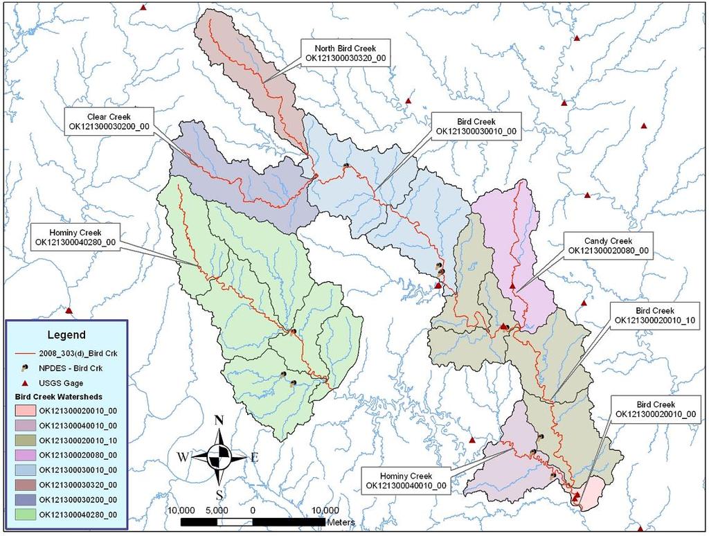 Stream Segments and Watersheds within the Bird Creek Study Area Study From 1999 to 2007, water samples were collected from nine Water Quality Monitoring (WQM) stations between May 1 st and September