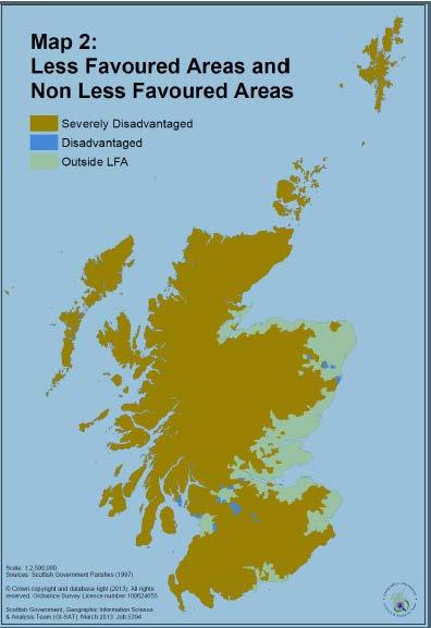 So What do we grow in Scotland anyway? 85% of the land in Scotland is less favoured area. Only 15% arable opposite of England.