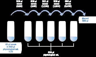1 Prepare doubling dilutions in test tubes as shown in figure.