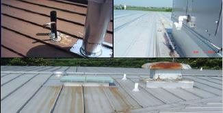 to pressure-treated wood and runoff from copper plumbing, HVAC equipment, and other copper-containing products. Copper salts can quickly stain and corrode the roof surface. (Fig.2) Fig. 3.