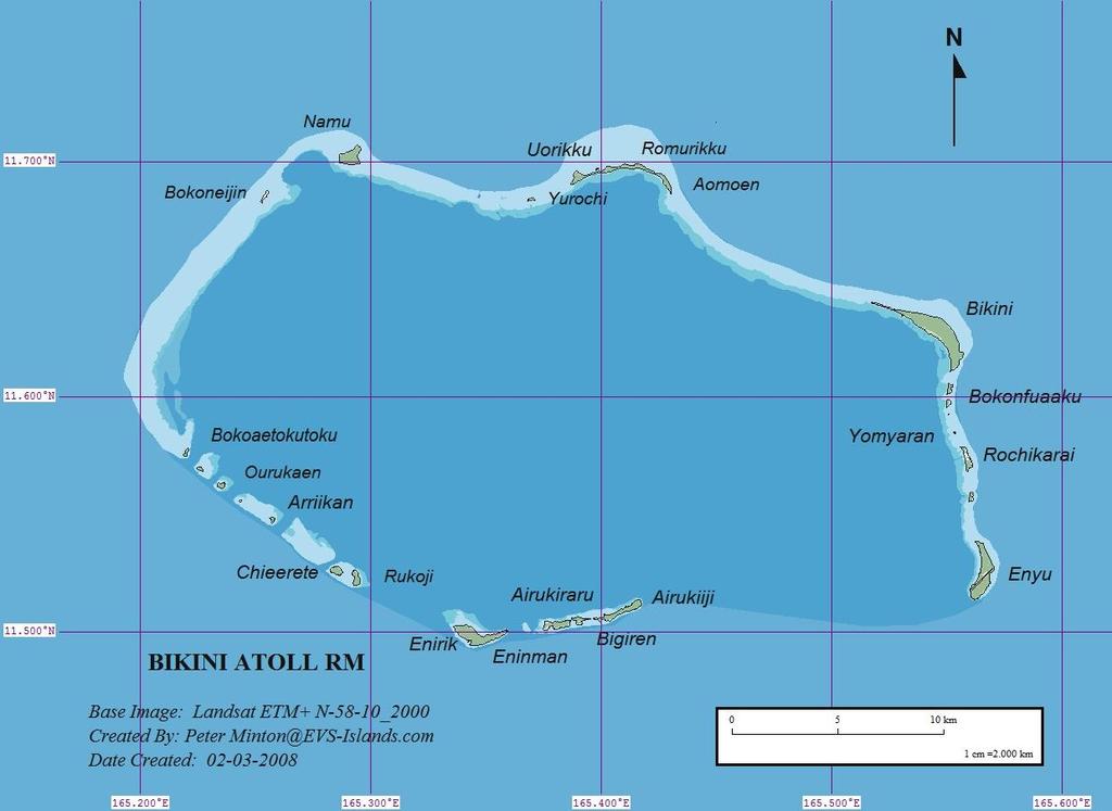 Marshall Islands, called the Bikini Atoll (11