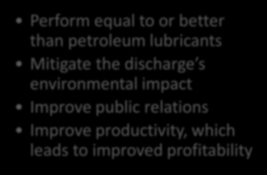 lubricants Mitigate the discharge s environmental impact