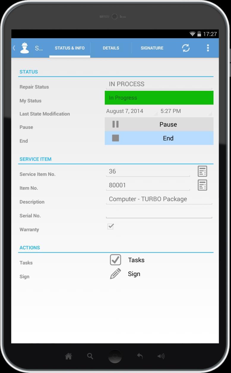 Anveo Mobile Service App Service order with time entry Working documentation