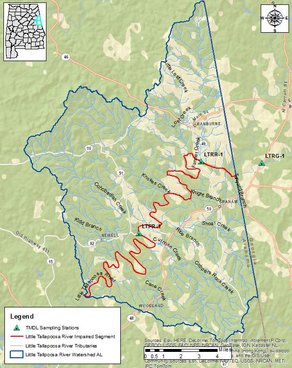 Figure 5: ADEM sampling stations in the Little Tallapoosa River watershed 3.6 Critical Conditions Critical conditions typically occur during the summer months (May-October).