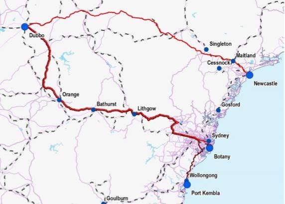 to truck freight from Dubbo to the Port of Newcastle (compared with Port Kembla).