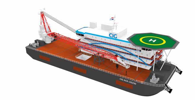LIFTING VESSELS The CIG ACB-120/60 is one of the designs in the CIG ACB portfolio. This accommodation crane barge is designed for offshore support activities including diving activities.