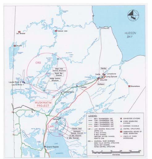 Figure 2: Manitoba Hydro s system in Northern Manitoba (Manitoba Hydro and Nisichawaysihk Cree Nation, 2003, Vol. 3, p. 1-8) 2.4.