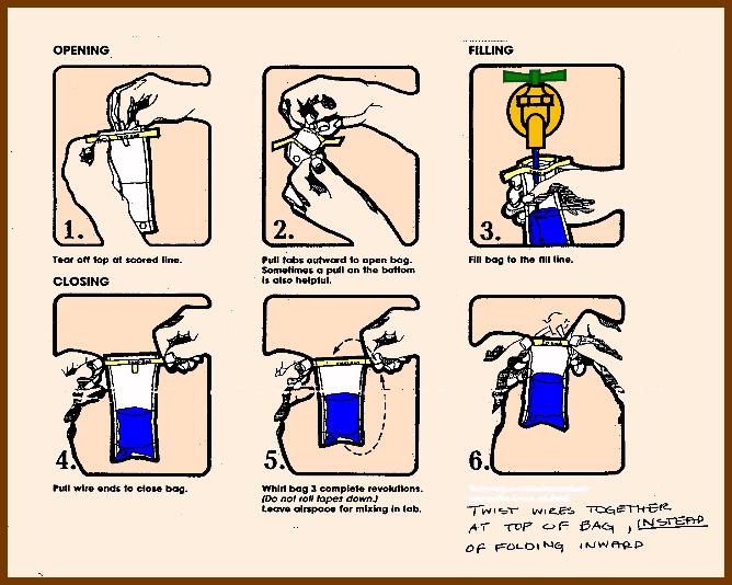 USING THE WHIRL-PACK for BACTERIOLOGICAL ANALYSIS of WATER Be sure your hands, the sample tap and the immediate work area are clean. Using the above diagram as a guide, perform the following steps.