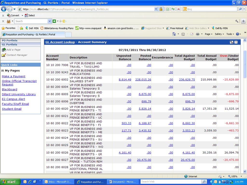 MyDU Requisition Training pg. 11 This is your budget page. Everything is in real time.