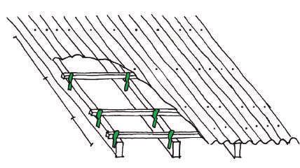 overlaping 1 corrugation is not enogh If we fold the nails we have more resistance against the wind,