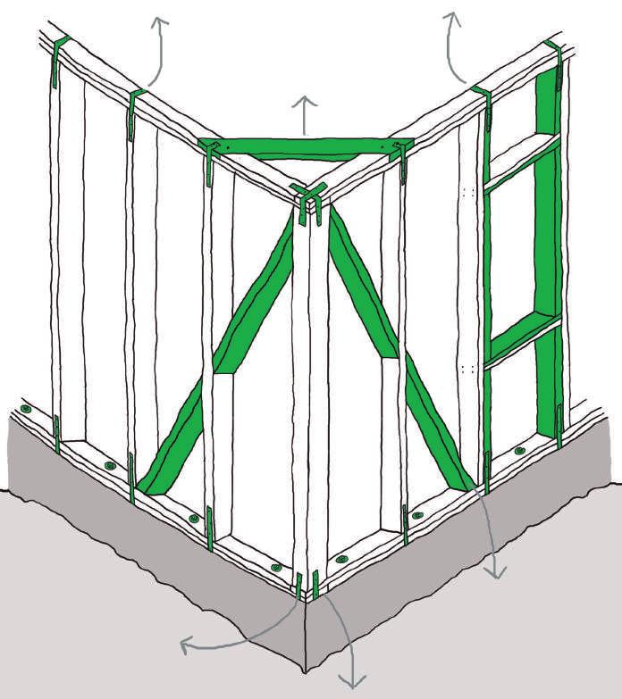 connection on each upright double uprights at opening brace the corner to improve the rigidity