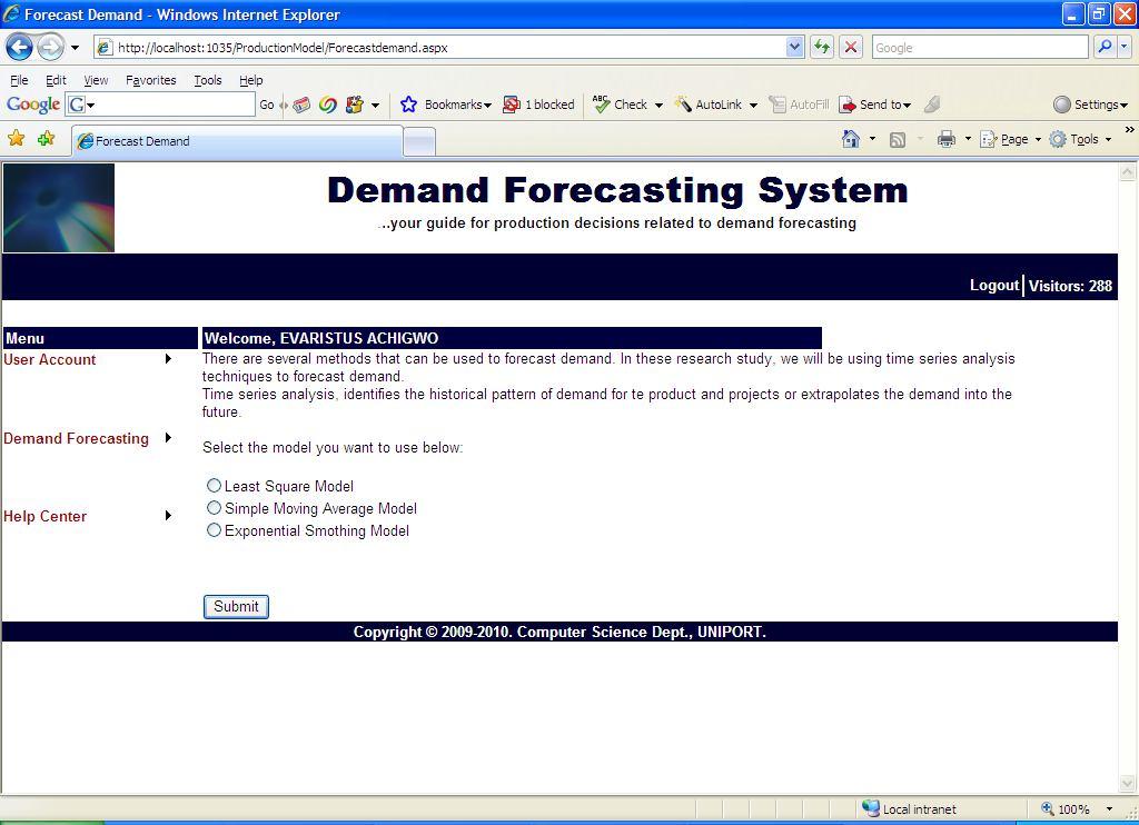 Results This research has been able to focus on demand forecasting model for a manufacturing company.