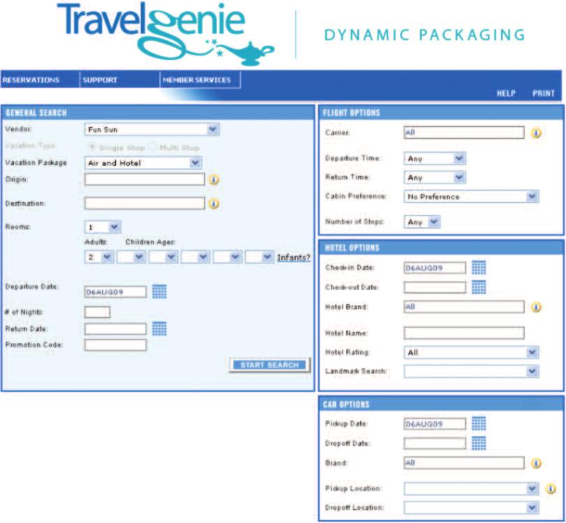 TravelGenie booking engine.
