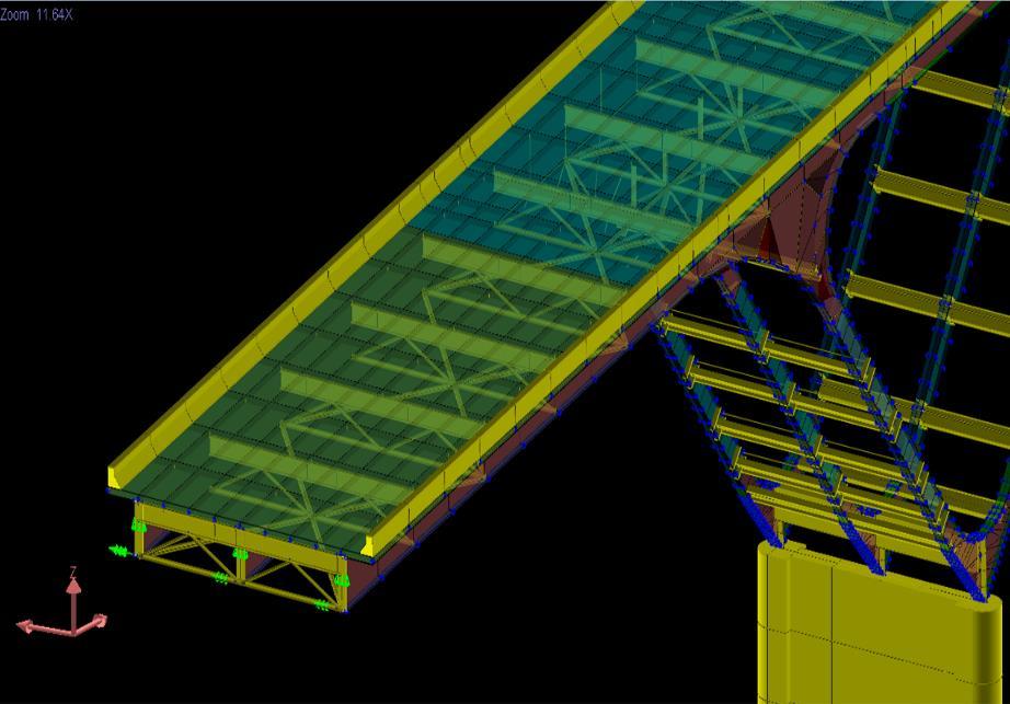 3-D Computer Model LARSA-4D All primary structural elements were modeled: Delta girders