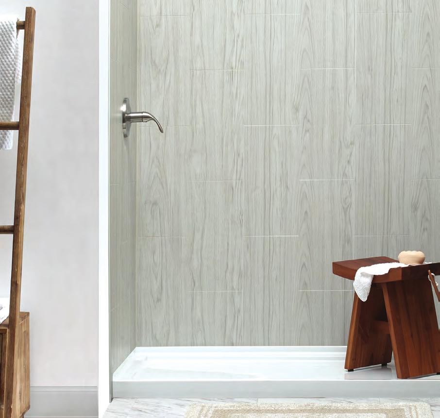 A Grout-Free Solution makes cleaning your shower walls a breeze, without the mess that comes with traditional tile.